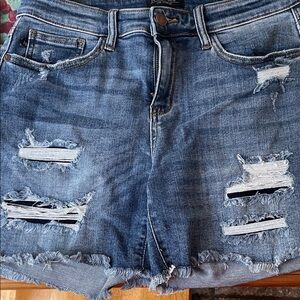 Judy Blue Distressed Blue Jean Shorts